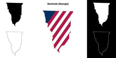 Seminole County, Georgia outline map set vector