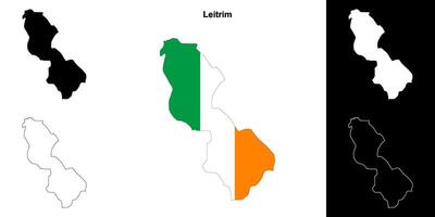 Leitrim county outline map set vector