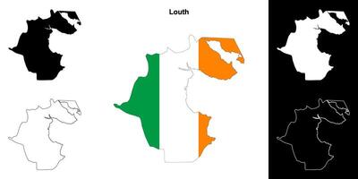 Louth county outline map set vector