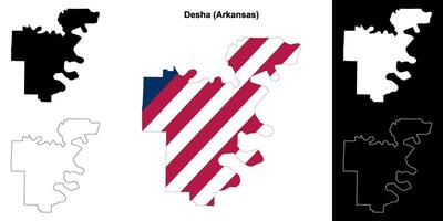 Desha County, Arkansas outline map set vector