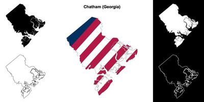 Chatham County, Georgia outline map set vector