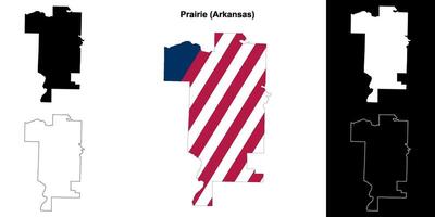 Prairie County, Arkansas outline map set vector