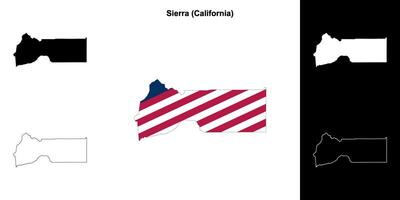 Sierra County, California outline map set vector