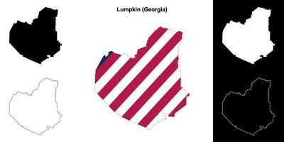 Lumpkin County, Georgia outline map set vector