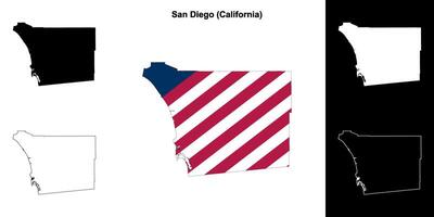 San Diego County, California outline map set vector