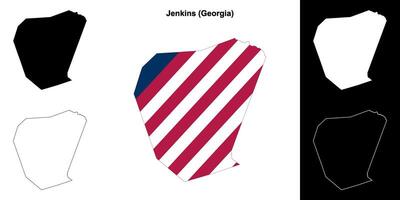 Jenkins County, Georgia outline map set vector