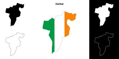 Carlow county outline map set vector