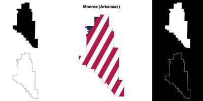 Monroe County, Arkansas outline map set vector