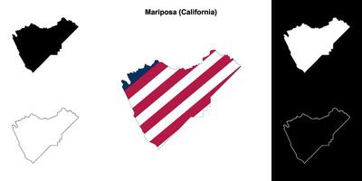 Mariposa County, California outline map set vector