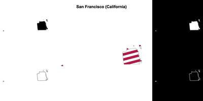 San Francisco County, California outline map set vector