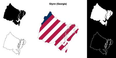 Glynn County, Georgia outline map set vector