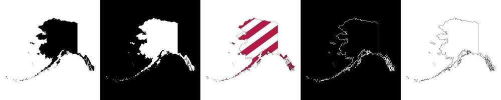 Alaska state outline map set vector