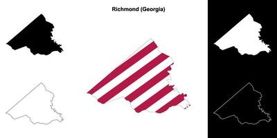 Richmond County, Georgia outline map set vector