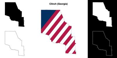 Clinch County, Georgia outline map set vector