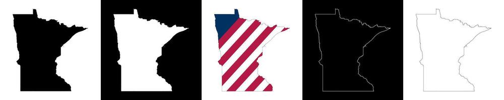 Minnesota state outline map set vector