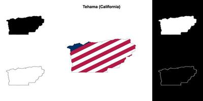 Tehama County, California outline map set vector