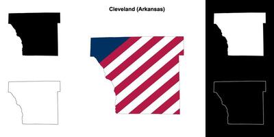 Cleveland County, Arkansas outline map set vector