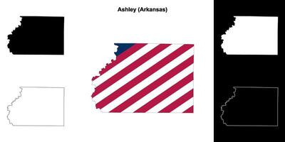 Ashley County, Arkansas outline map set vector