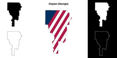 Clayton County, Georgia outline map set vector