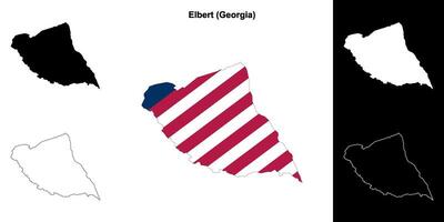 Elbert County, Georgia outline map set vector