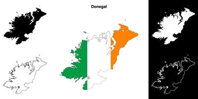 Donegal county outline map set vector