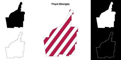 Floyd County, Georgia outline map set vector