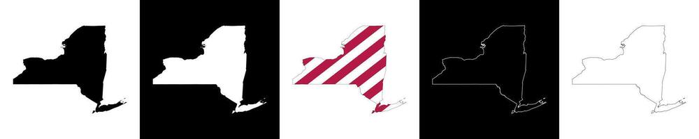 New York state outline map set vector