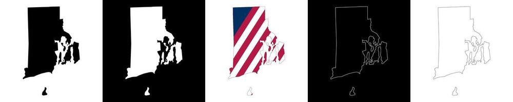 Rhode Island state outline map set vector