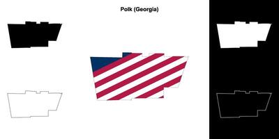 Polk County, Georgia outline map set vector