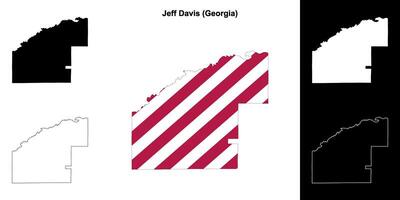Jeff Davis County, Georgia outline map set vector