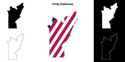 Trinity County, California outline map set vector