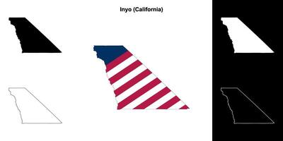 Inyo County, California outline map set vector