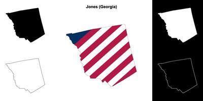 Jones condado, Georgia contorno mapa conjunto vector