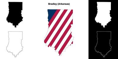 Bradley County, Arkansas outline map set vector