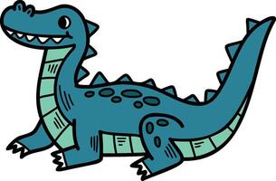 A cartoon drawing of a dinosaur with a big smile on its face vector