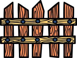 A wooden fence is open and has a cross shape vector