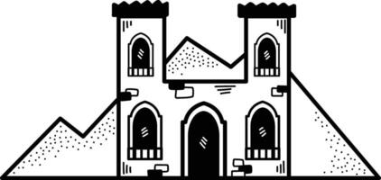 A large building with a large archway and a small window vector