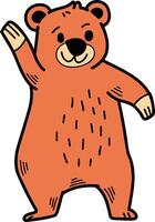 A cartoon bear is standing and looking at the camera vector