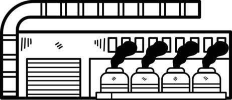 un grande fábrica con fumar viniendo fuera de el parte superior vector