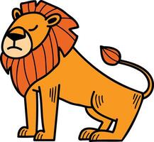 A cartoon lion is sitting on its haunches with its head down vector