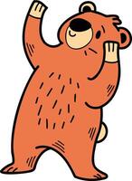 A cartoon bear is standing and looking at the camera vector