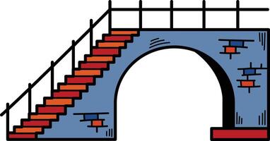 A bridge is shown in black and white vector