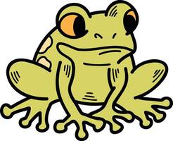 A frog with eyes is sitting on a white background vector