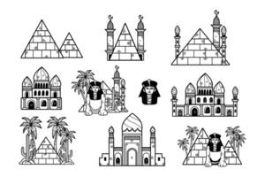 A collection of images of buildings and monuments from Egypt and the Middle East vector