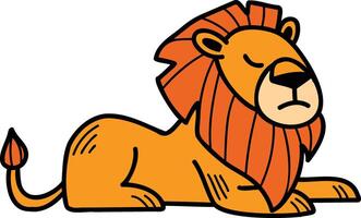 A cartoon lion is sitting on its haunches with its head down vector