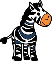 A cartoon zebra with a blue stripe on its back vector