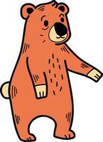 A cartoon bear is standing and looking at the camera vector