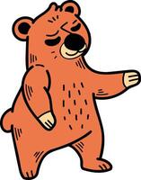 A cartoon bear is standing and looking at the camera vector