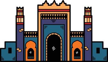 A large building with a large archway and a small window vector