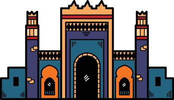 A large building with a large archway and a small window vector